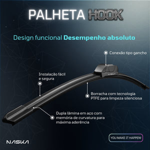 Par Palheta Limpador Para-Brisa Naska Hook Gancho Celta 2000 a 2016